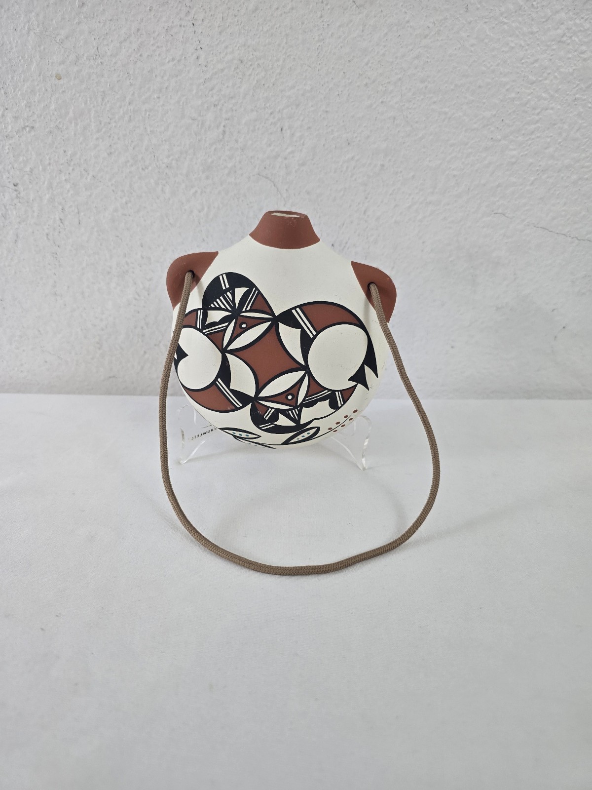Original Vintage ACOMA PUEBLO Pottery 6 Signed Canteen L. Lowden