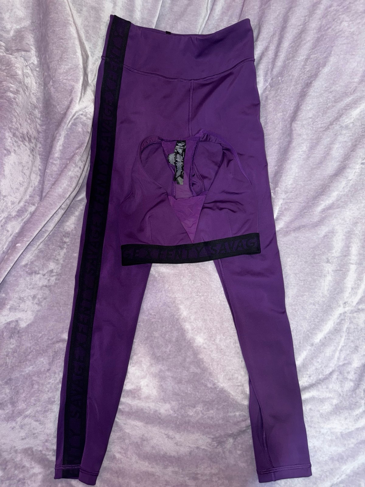 Savage x Fenty purple and black leggings set