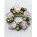 Vintage Pink Rhinestone Glass Leaves Brooch Pin