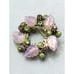 Vintage Pink Rhinestone Glass Leaves Brooch Pin