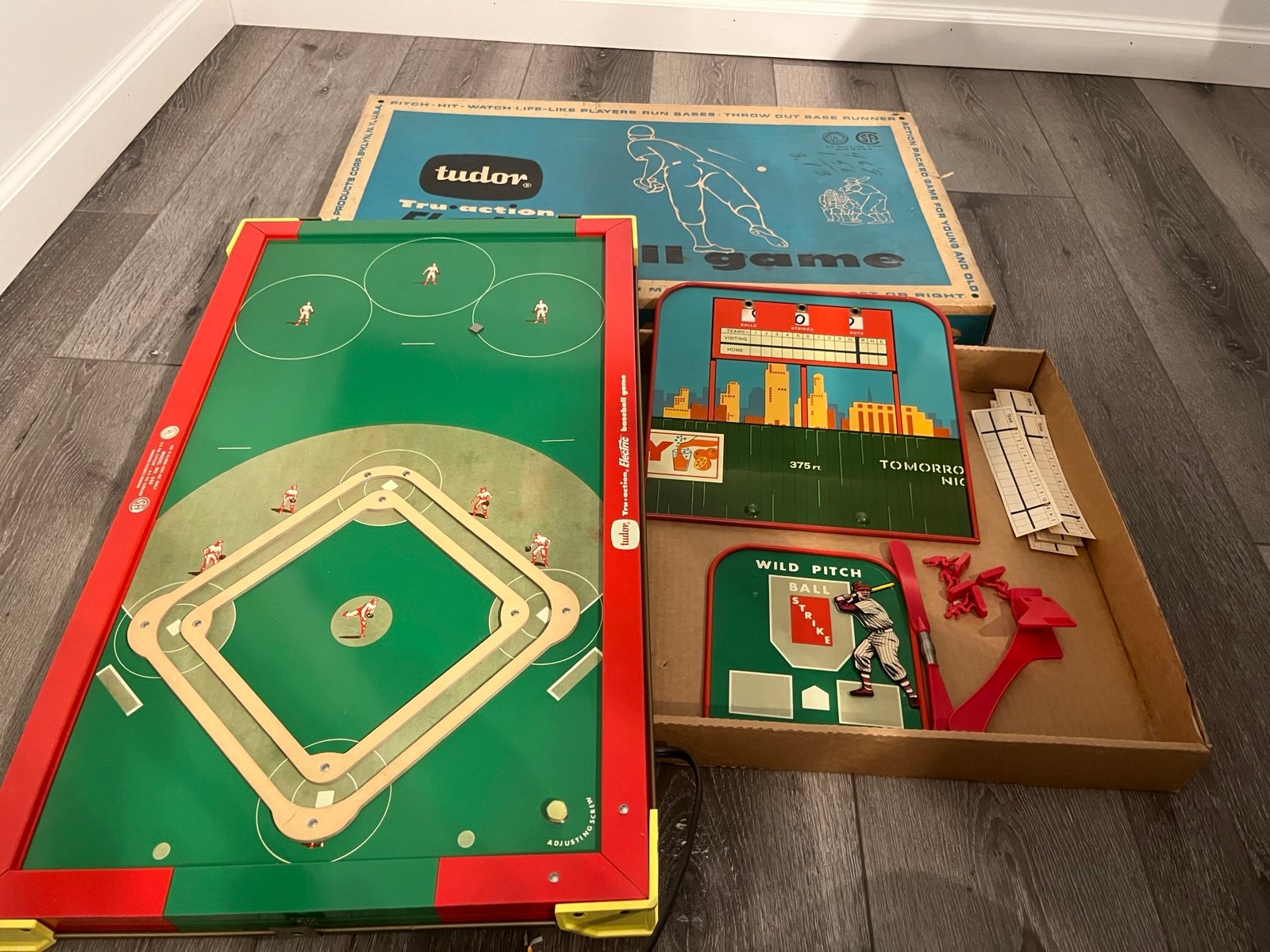 Veg 1960s Tudor Electric Baseball Game Tru Action Metal Board Interactive Works