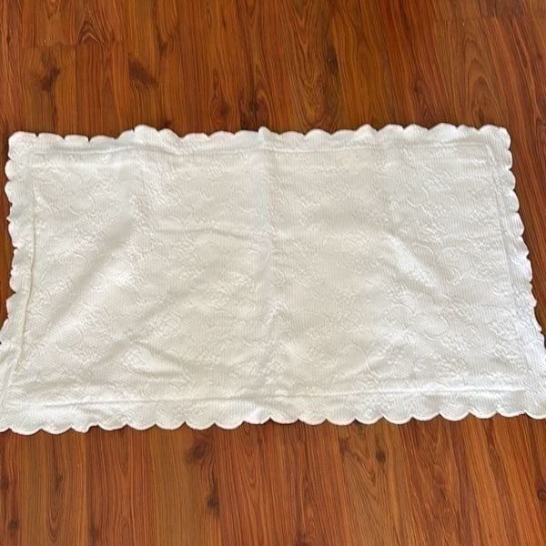 Sferra Bros white heavy cotton plisse long decorative 32x18 decorative pillowcas