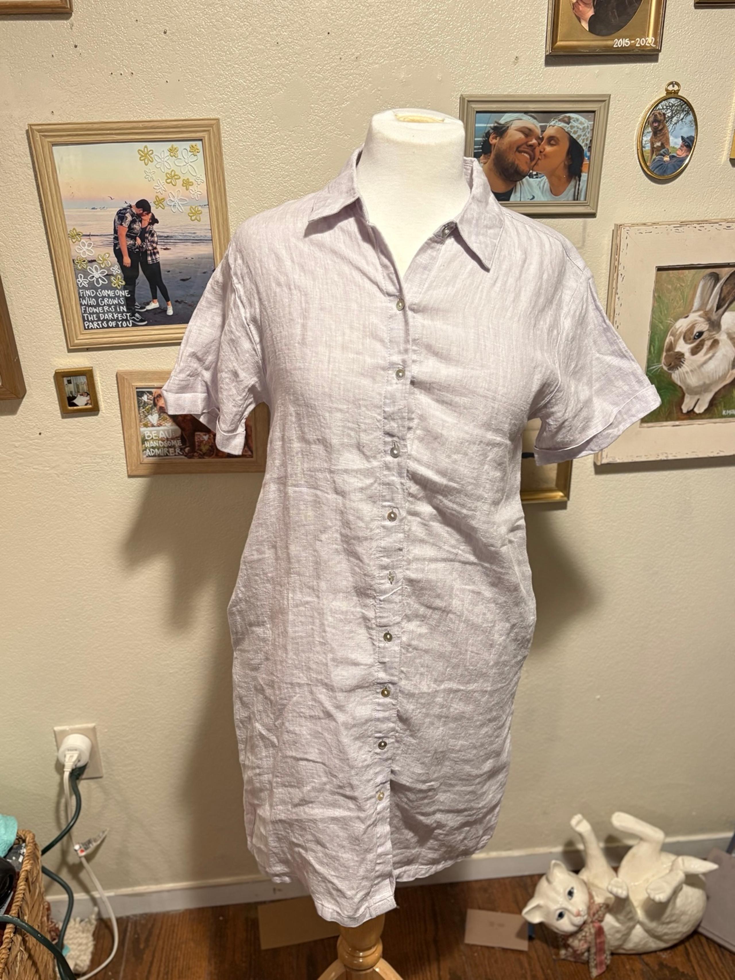 C&C California Button Front Linen Shirt Dress (XS)