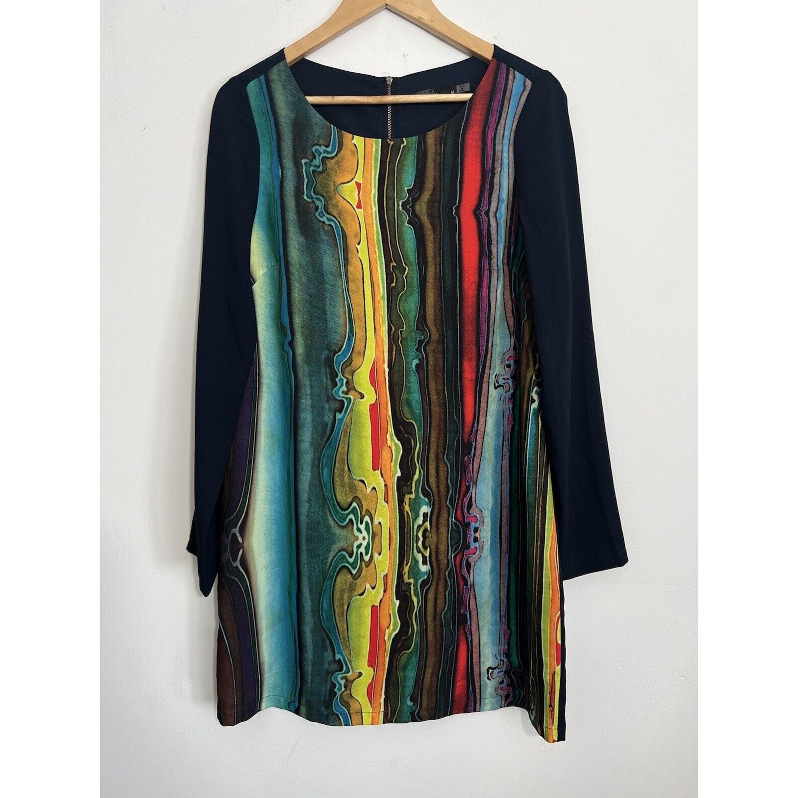 Women Prana Cece Medallion Abstract Lined Shift Dress M Multicolor Art to Wear