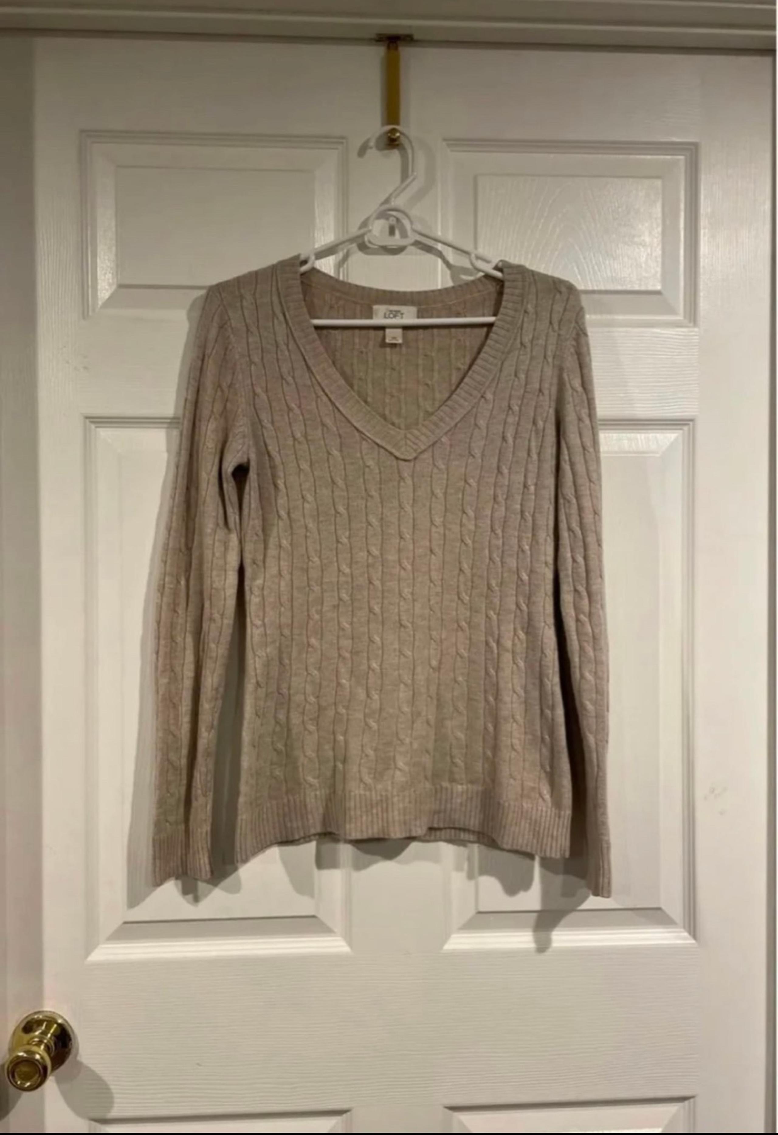 Ann Taylor Loft Cable Knit V neck Sweater