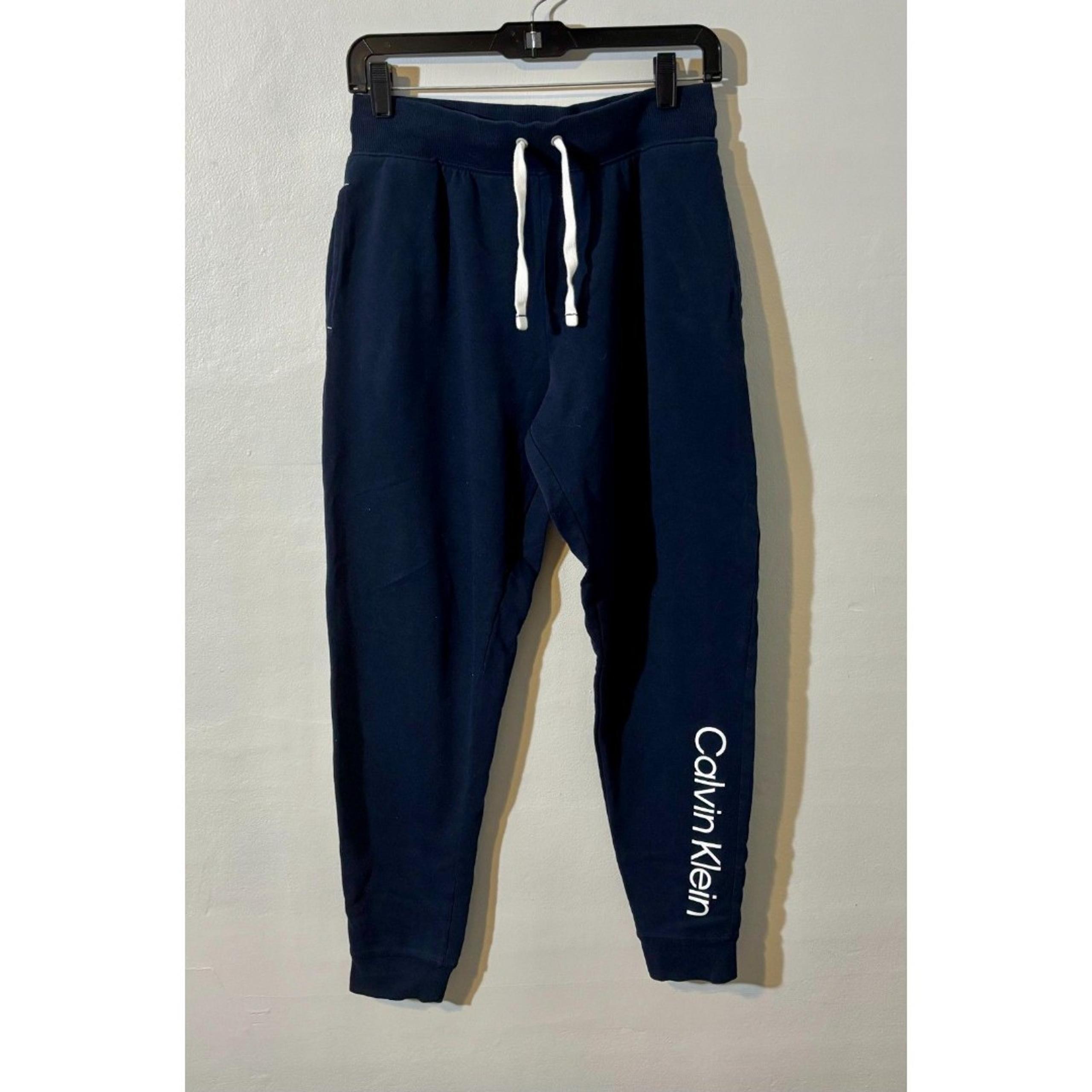 Calvin Klein Men’s Navy Jogger Sweatpants Size M – Drawstring, Logo Trim