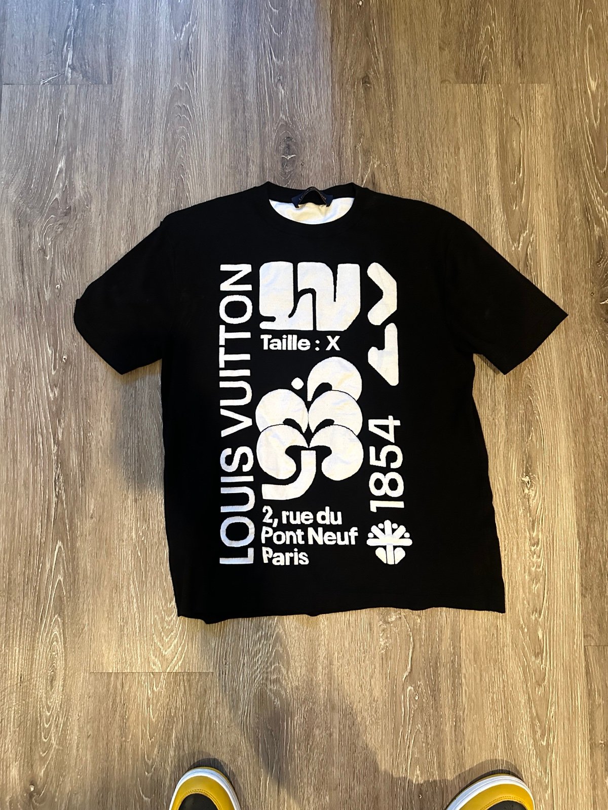 Louis Vuitton intarsia shrit pre owned medium black white