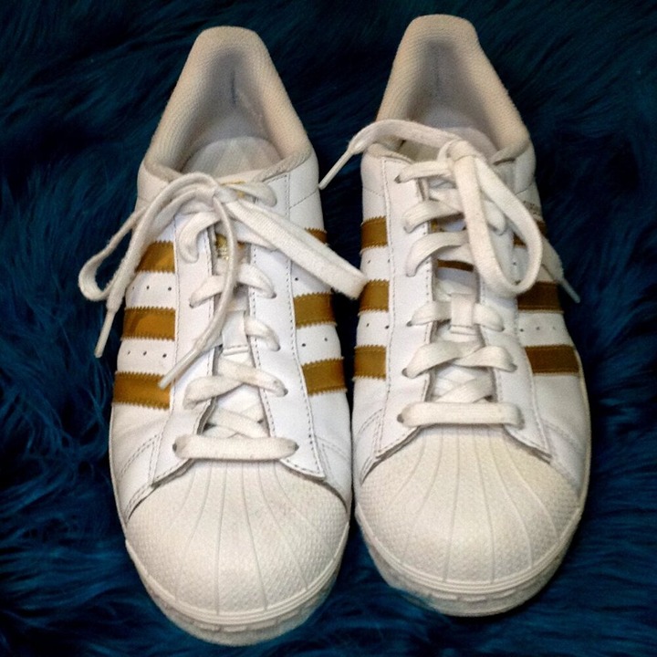 Adidas Super Stars, W7.5 Gold and White; 2017 Sneakers; Avant Garde, Trending