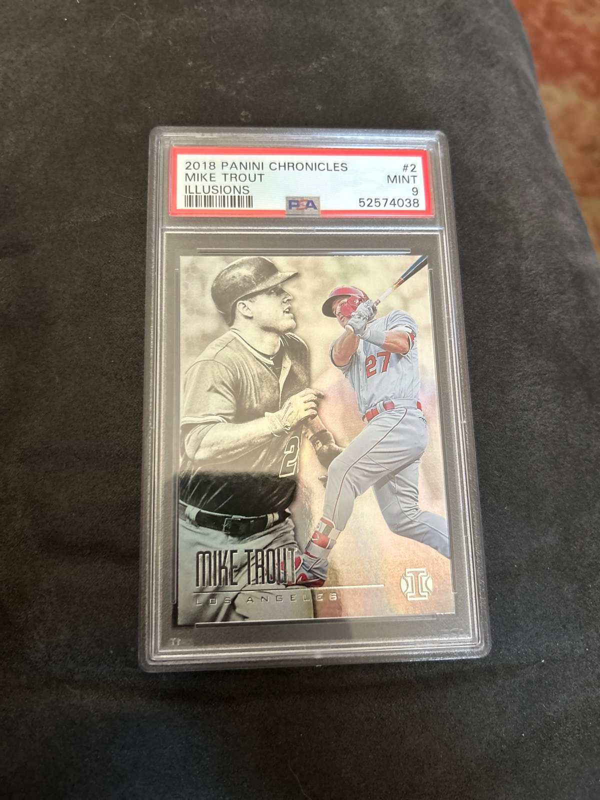 PSA 9 2018 Mike trout panini chronicles illusions card