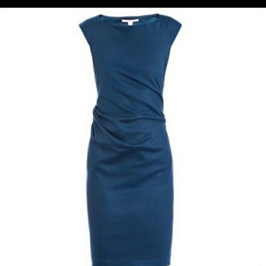 Diane Von Furstenberg Gabi Knit Suiting Blue Dress 12