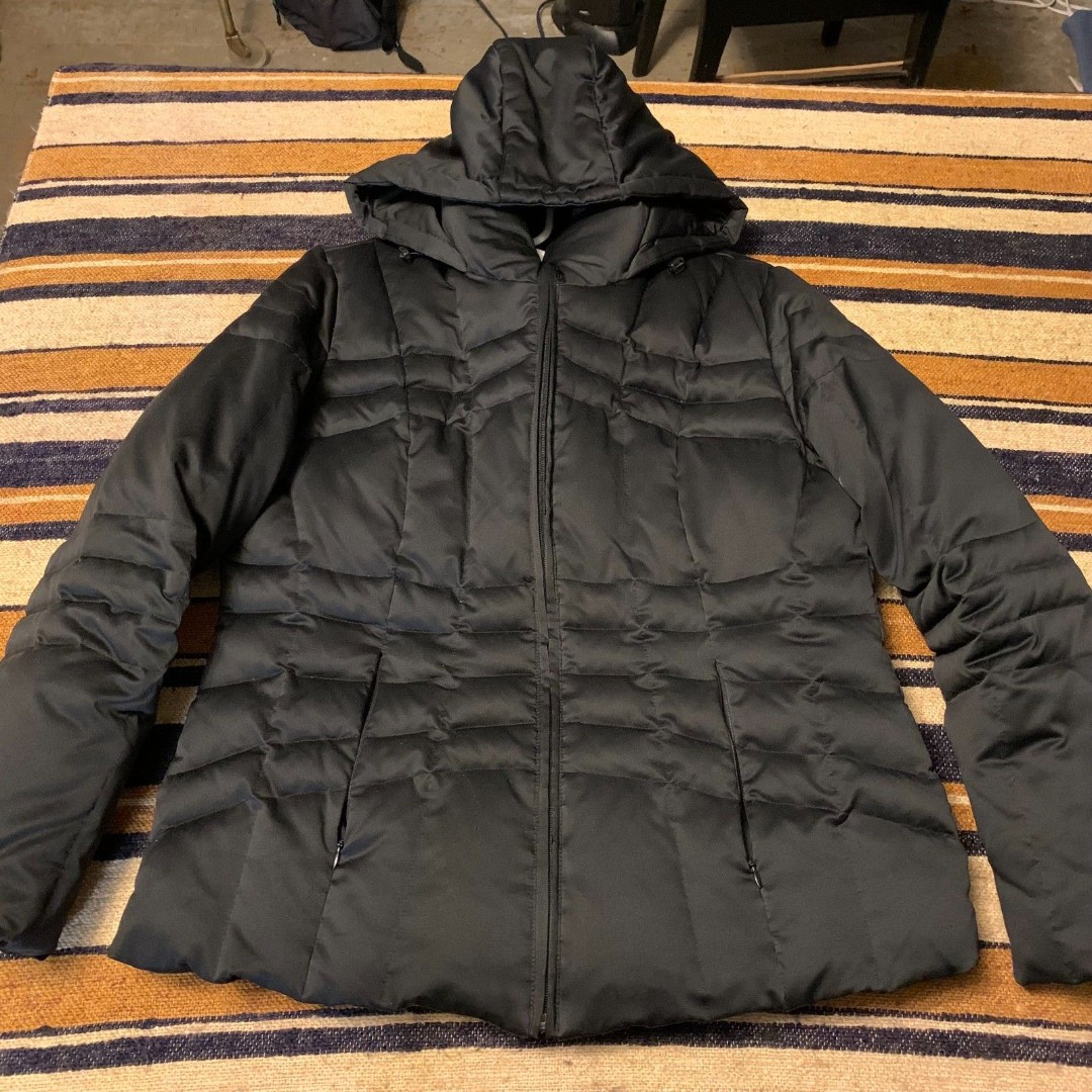 Calvin Klein Duck Down Coat Jacket Puffer Hooded Short Large Warm Outer Layer