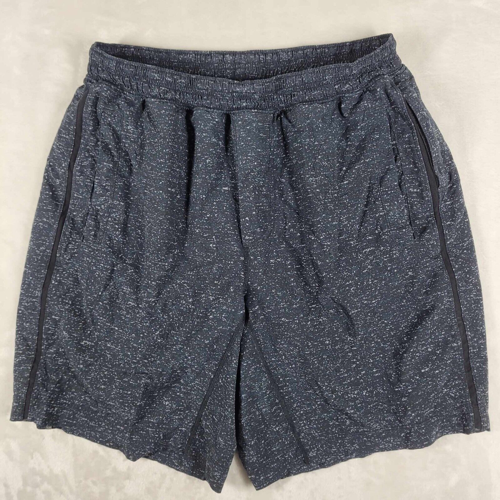 Lululemon Pace Breaker Shorts Men's Large Navy Blue Speckle Lined Inseam 9