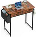 32 Office Small Computer Desk,Home Study Table with 2 Fabric Drawers & Side Bag