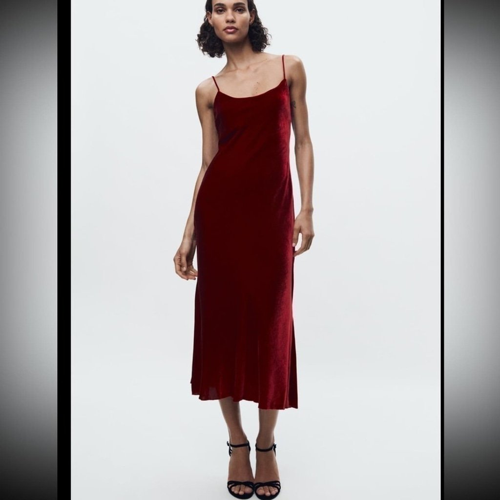 ZARA VELVET SLIP DRESS ZW COLLECTION - SIZE XS - BRAND NEW WITH TAG