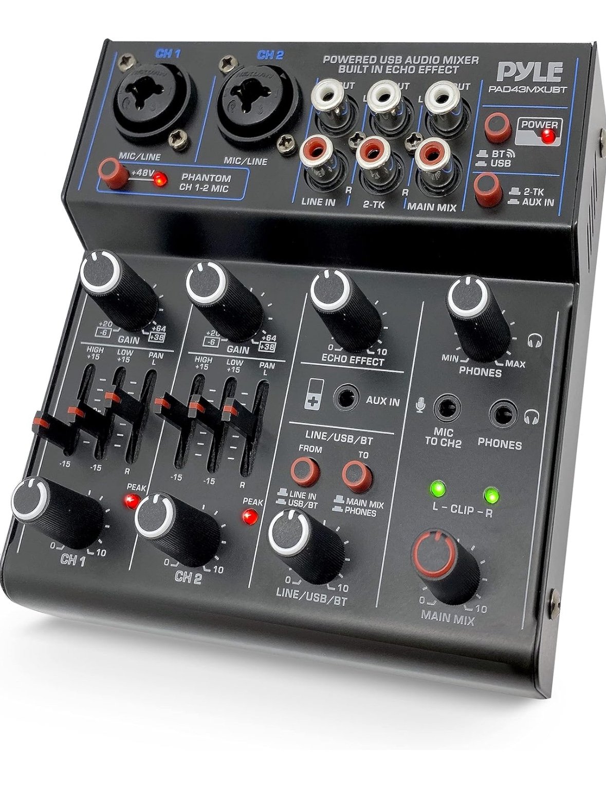 Pyle Compact BT DJ Mixer interface