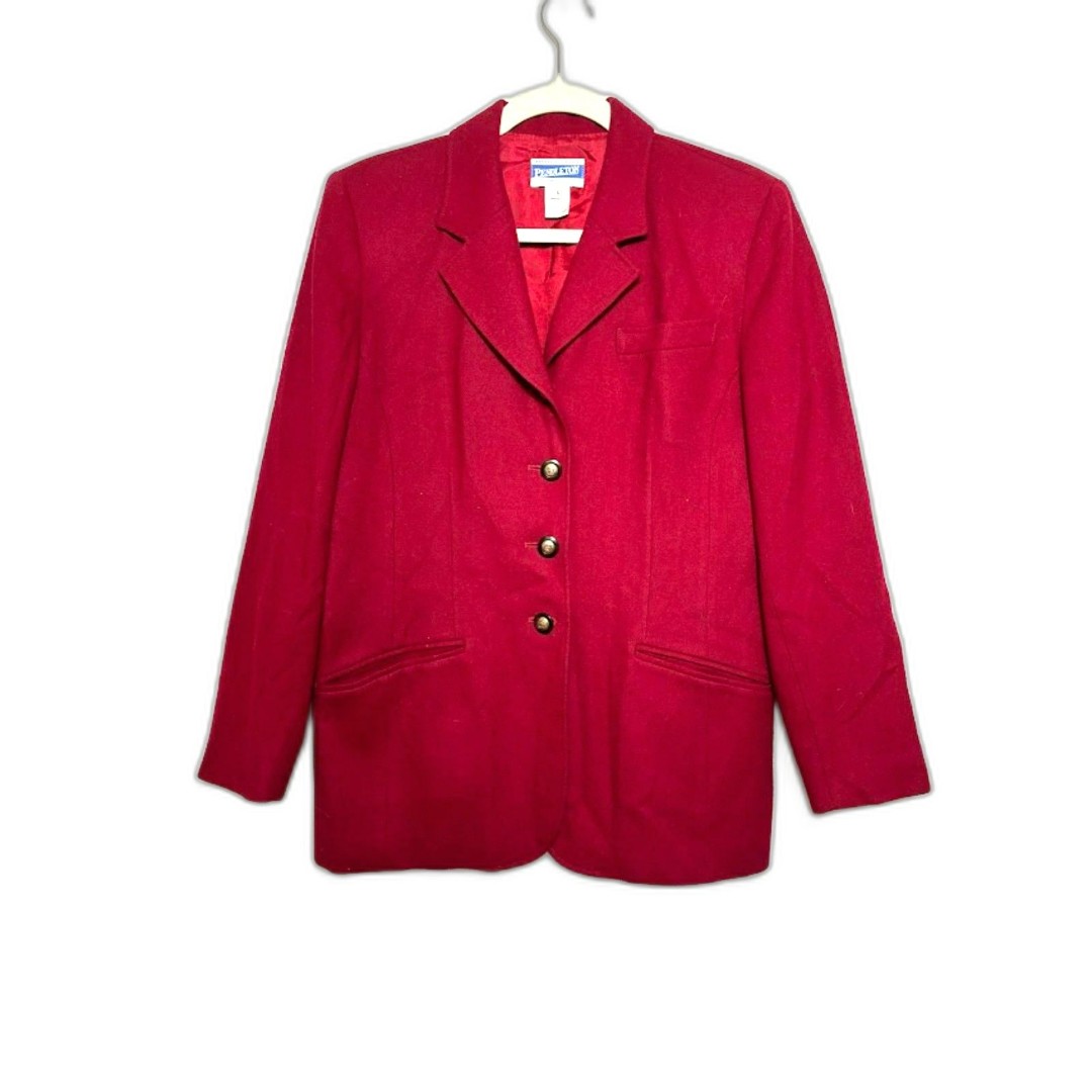 Pendleton Blazer Women's Sz 6 Pink Red Wool Preppy Old Money Classic Work Office