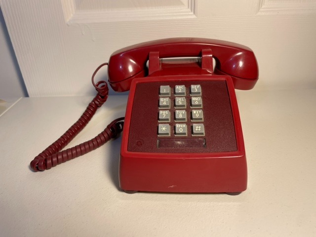 Vintage Red Western Electric Push Button Analog phone 1970s 1980s telephone