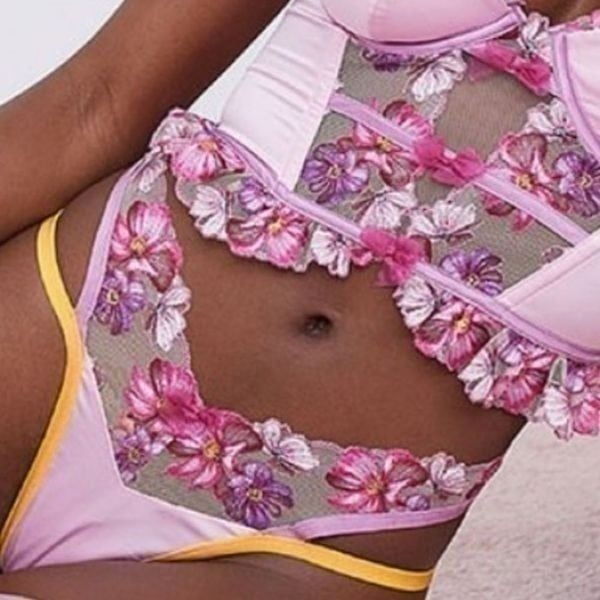 For Love And Lemons Falling Floral Lace Thongs Punch Pink XXS NWT