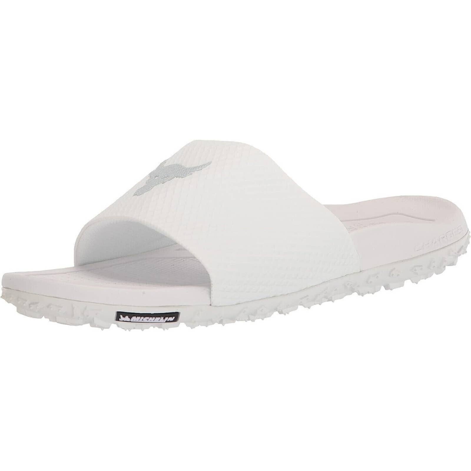 Under Armour UA Project Rock Brahma Bull Slides Sandals 3025237-101 Men's sz 12