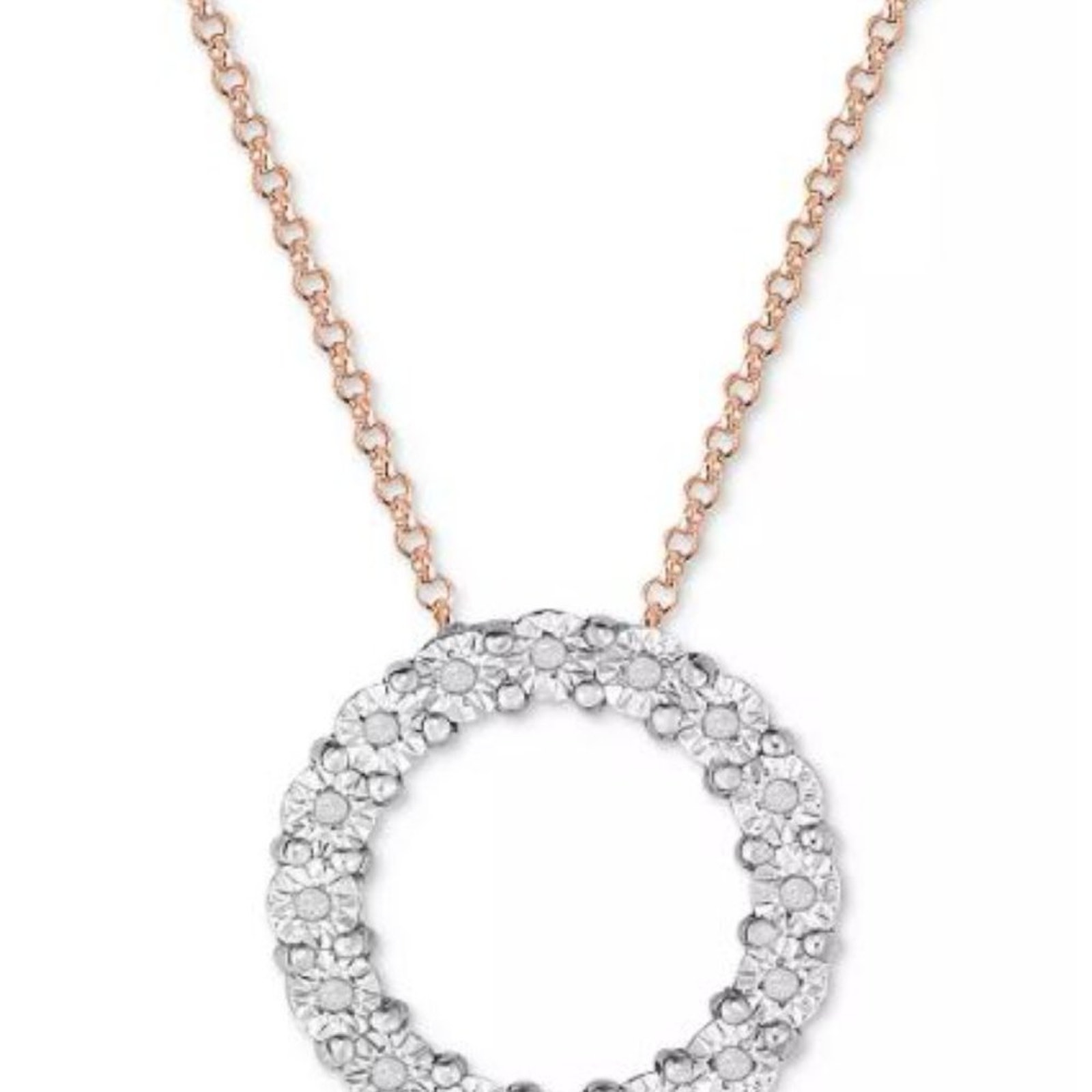 Diamond Circle Miracle Plate Pendant Necklace (1/10 ct. t.w.) in Sterling Silver