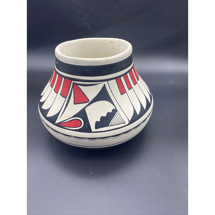 Vintage Mats Ortiz Polychrome Olla Pottery piece by R. Galvan Signed