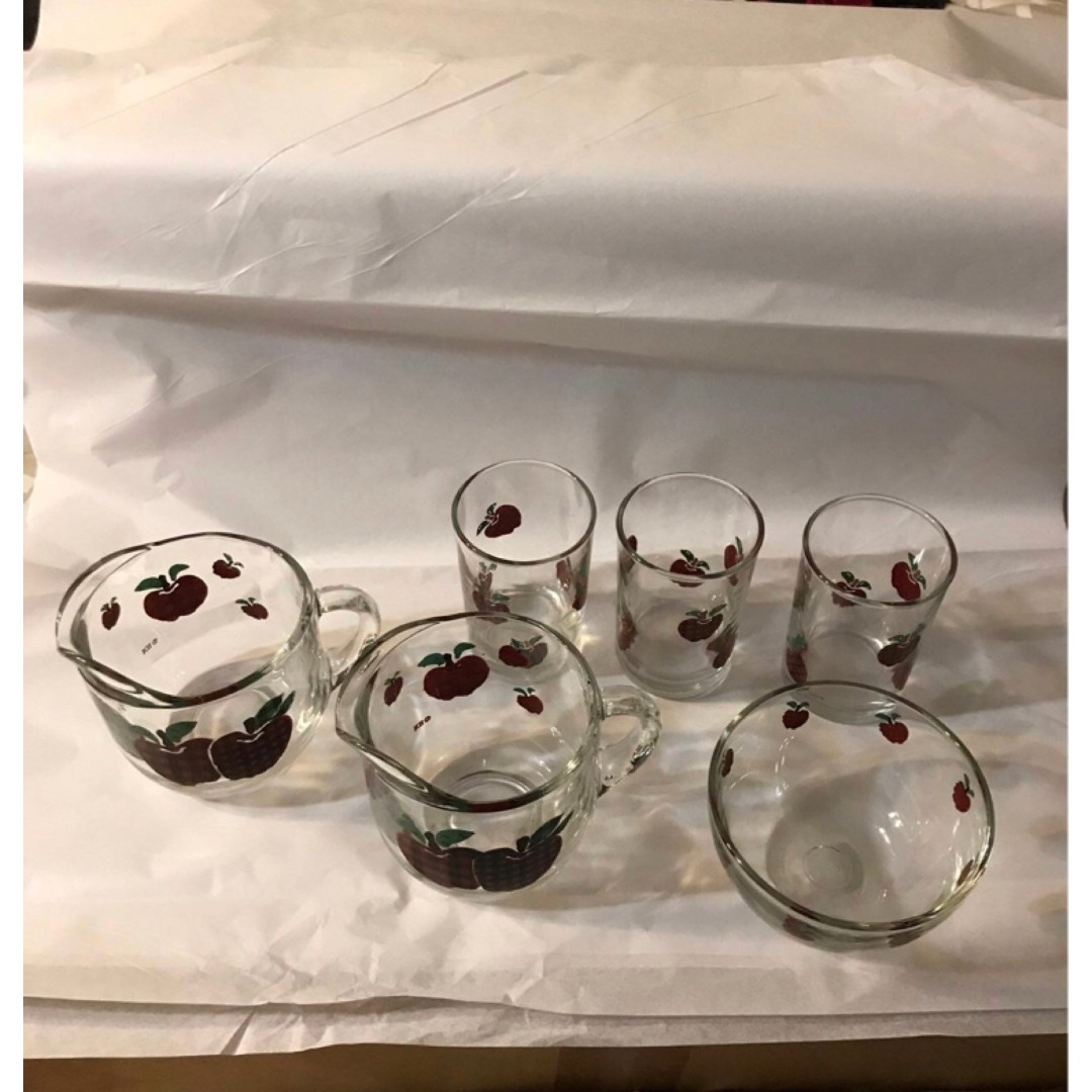 Anchor Hocking Vintage Plaid Apples Glassware Set