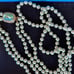 SIGNED HEIDI DAUS VERY LONG LARGE GREEN TOPAZ PEARL NECKLACE NWOT