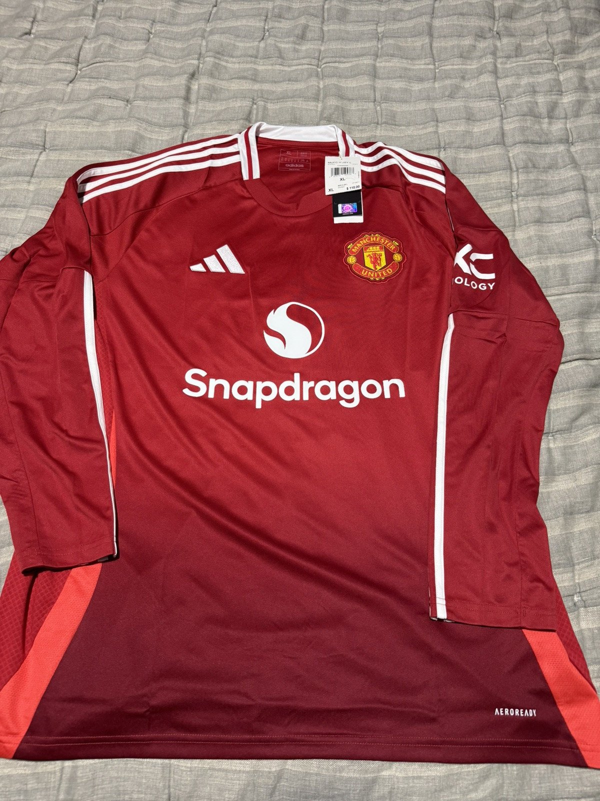 Men’s XL Adidas Manchester United 24/25 Long Sleeve Home Jersey Men Slim IT197