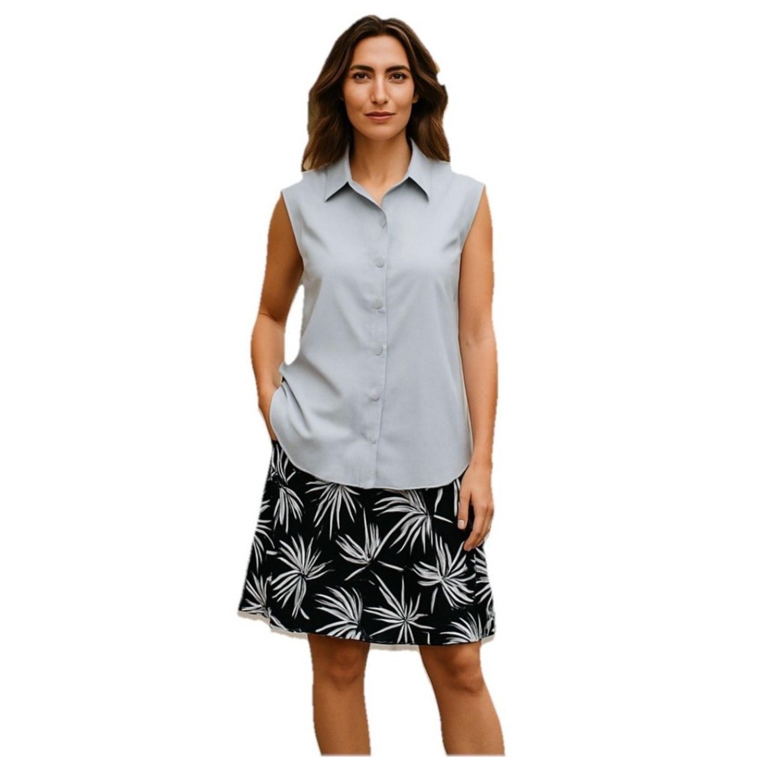Eddie Bauer Womens Size XXL Stretch Gray Button Front Sleeveless Tech Shirt New