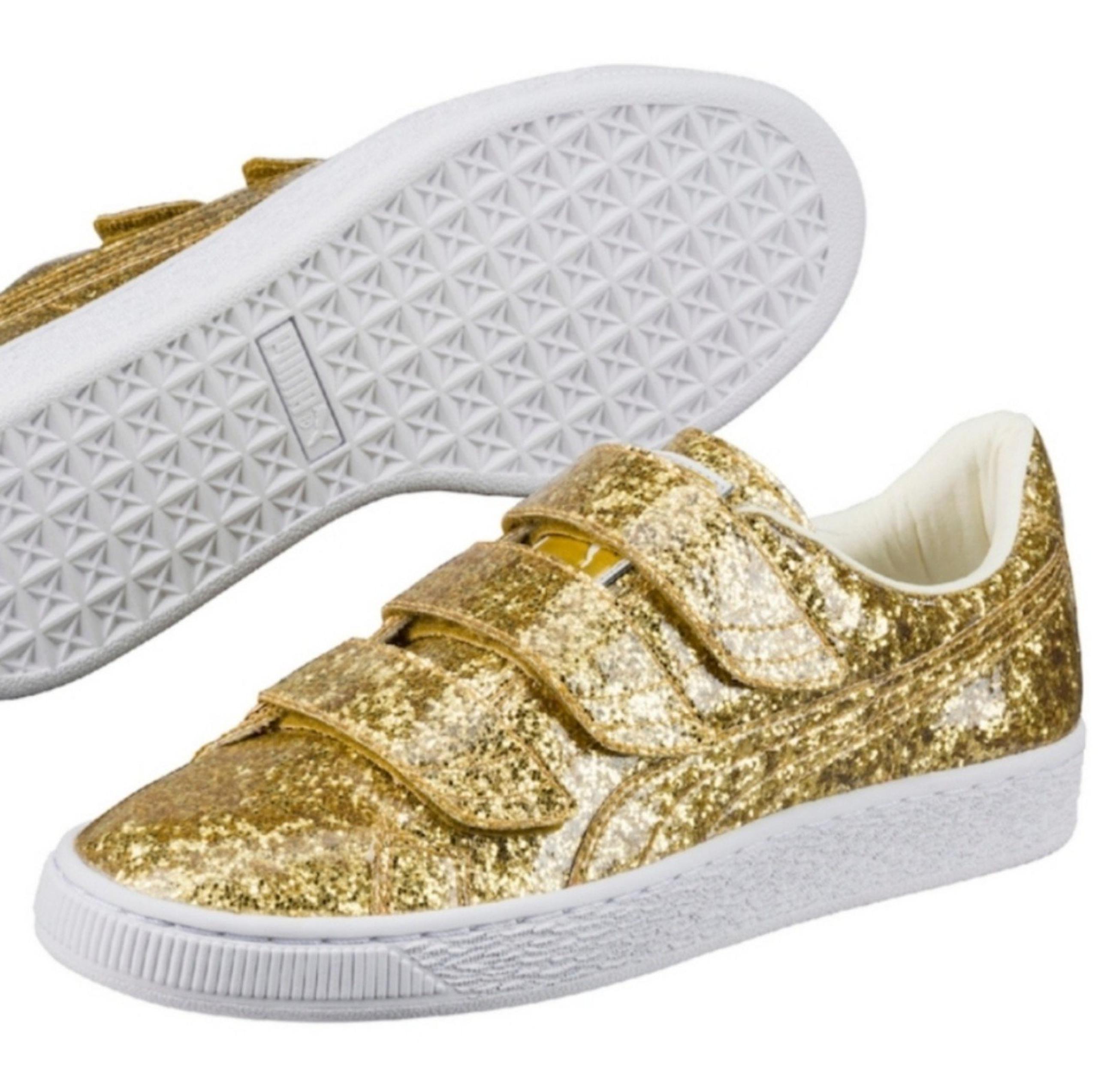 Puma Gold Strap Glitter Shoes NWOB
