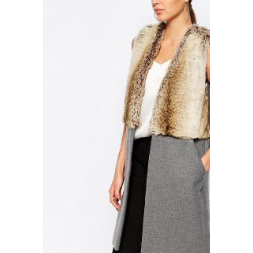 River Island Sleeveless Faux Fur Coat Size XS #1094