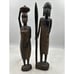 Ebony Carved Masai Tribal Warrior Man Woman Kenya Folk Art Set of 2