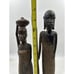 Ebony Carved Masai Tribal Warrior Man Woman Kenya Folk Art Set of 2