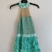 Weissman Dance costume aqua blue teal hi low gold sequin dress 8040 child LC