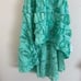 Weissman Dance costume aqua blue teal hi low gold sequin dress 8040 child LC