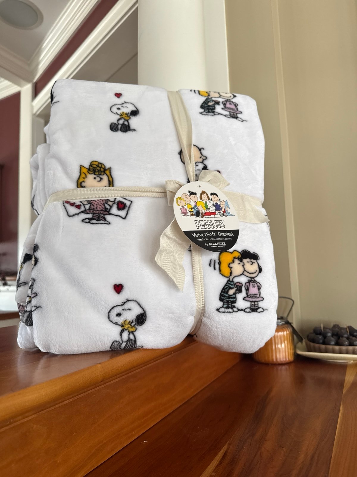Peanuts Snoopy Plush BERKSHIRE KING Blanket 108 x 90 Kisses Hearts Valentine