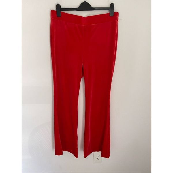 LANE BRYANT Christmas Red Velvet Flare Pants Plus Size 14 NWOT
