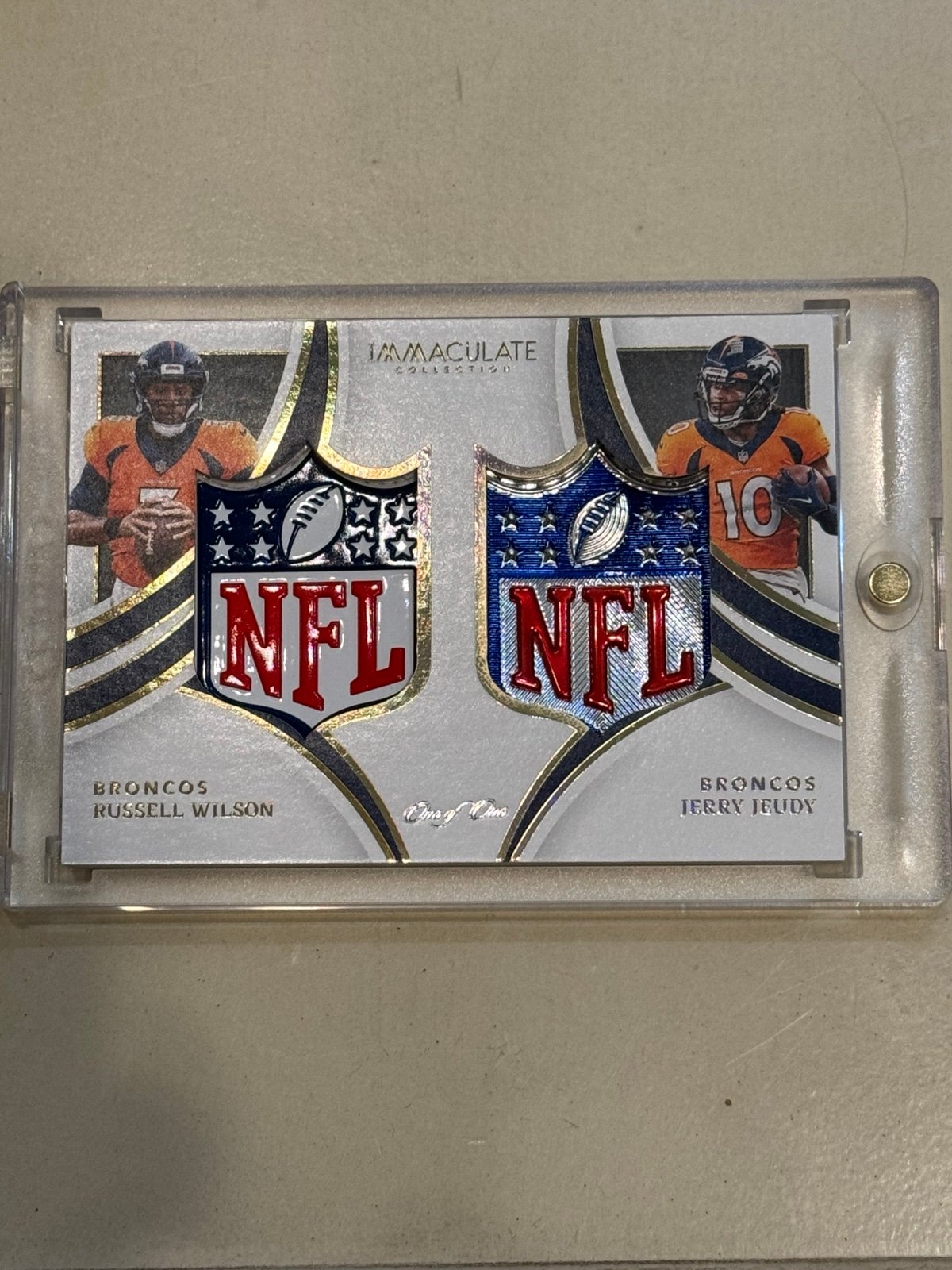2022 Immaculate Russell Wilson/Jerry Jeudy NFL Shield 1/1 Broncos