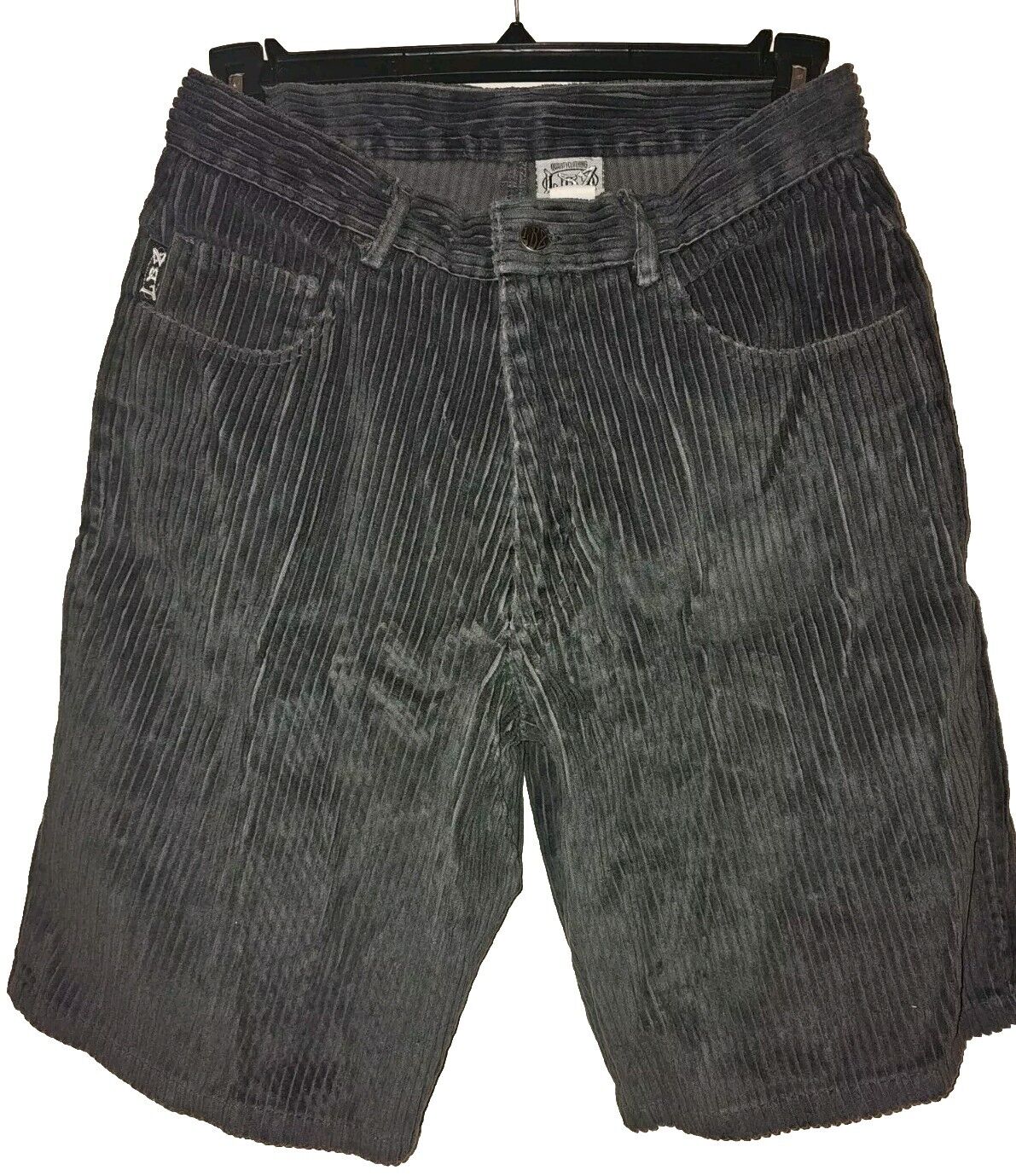 VTG LBZ Corduroy Shorts Sz 31 Gray Baggy Y2K Skater 90s Deep Pocket MADE IN USA