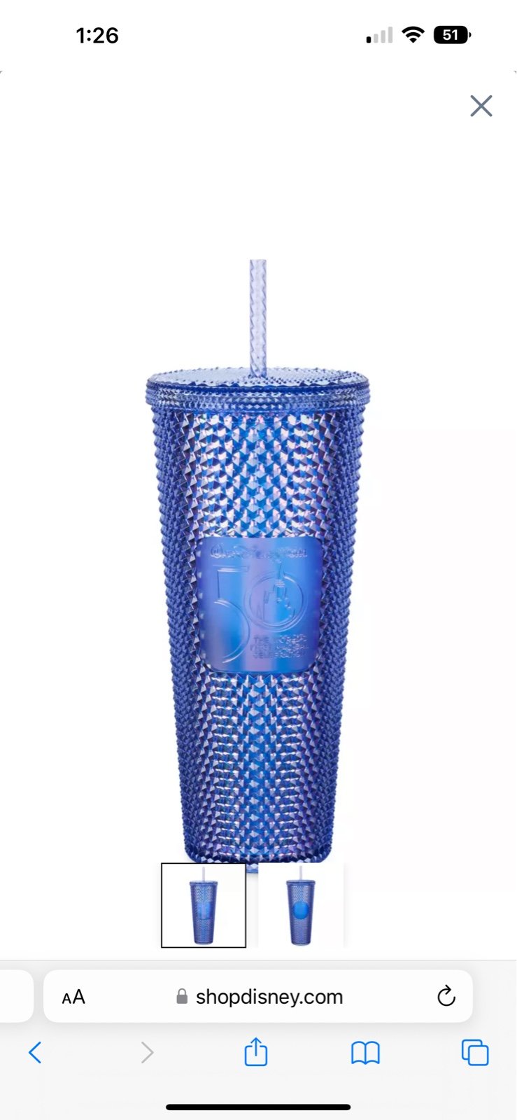 Starbucks WDW 50th anniversary studded tumbler