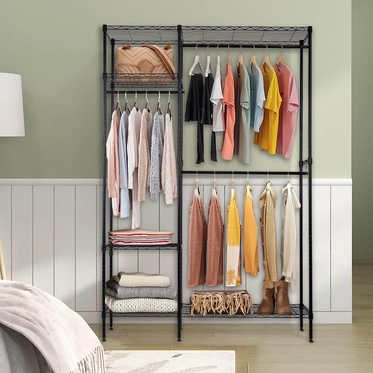 Closet Storage Hanging Clothes Organizer Garment Rack Coat Hanger Shelf Wardrobe