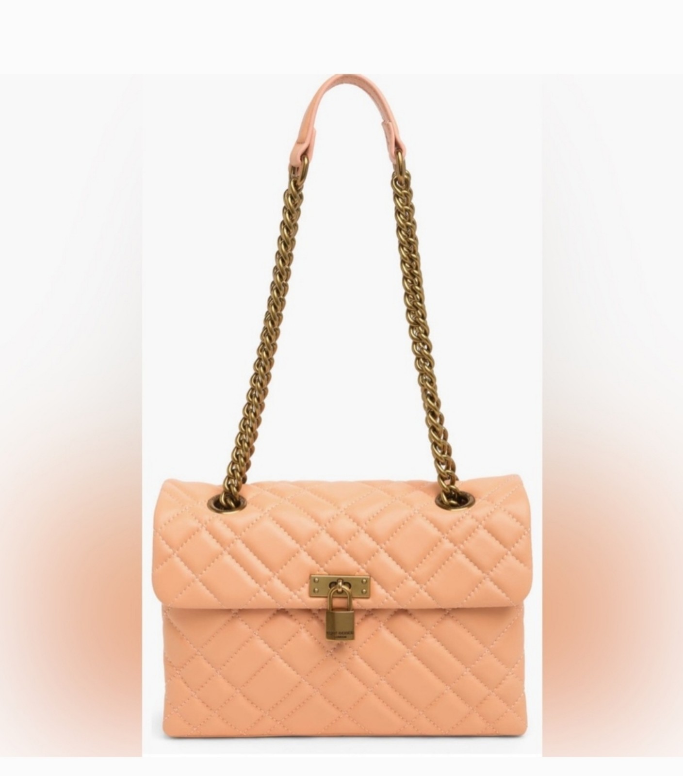 Peach KURT GEIGER London Brixton Quilted Diamond Leather Lock Handbag