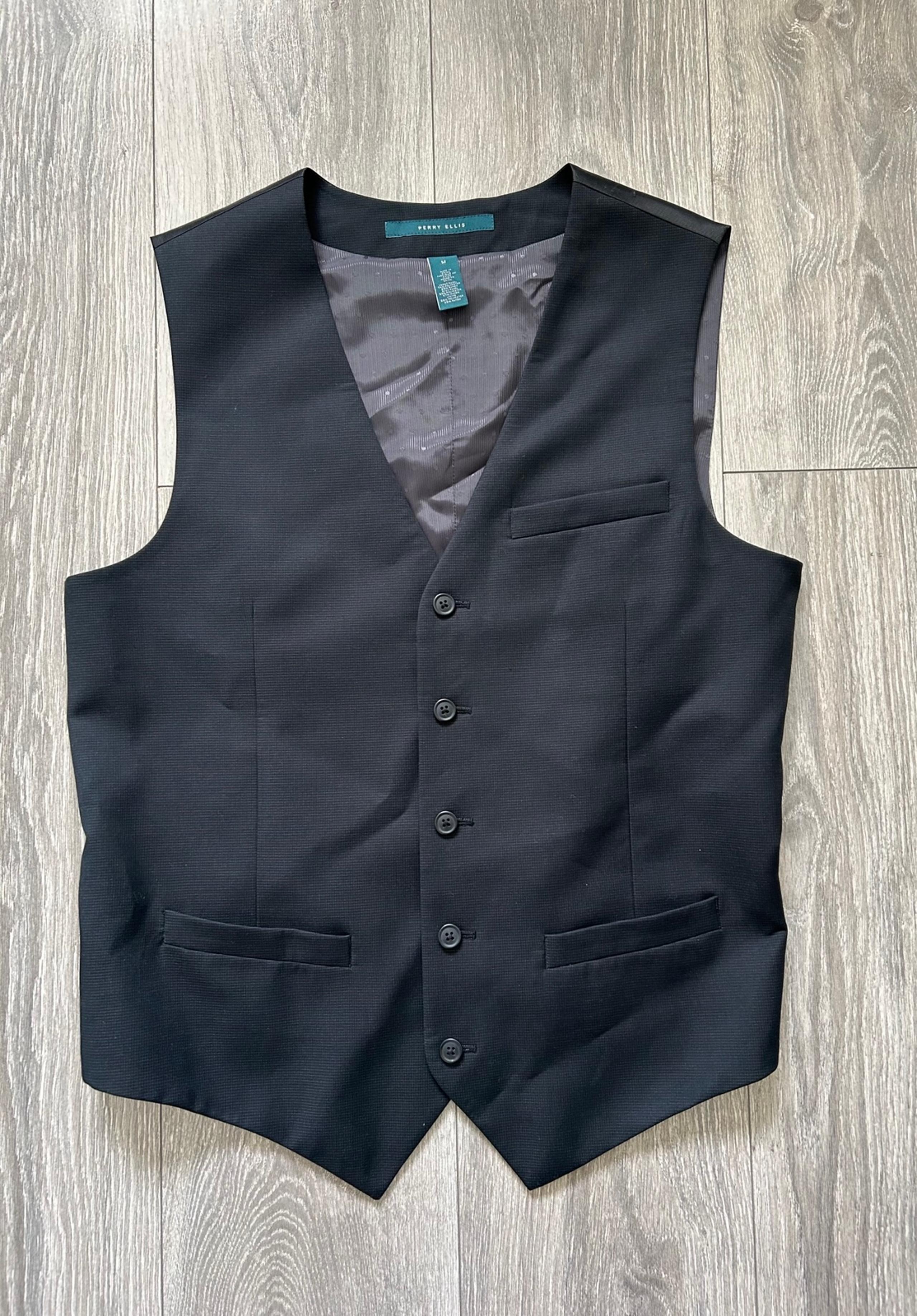 Perry Ellis Men's Black Five Button Vest Size Medium