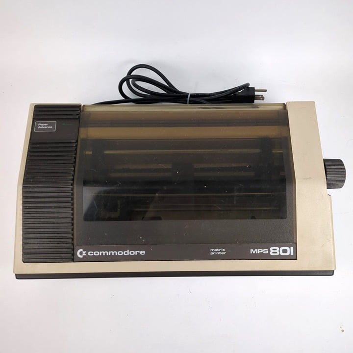 Commodore C64 MPS 801 Dot Matrix Printer Powers On Untested For Parts Repair