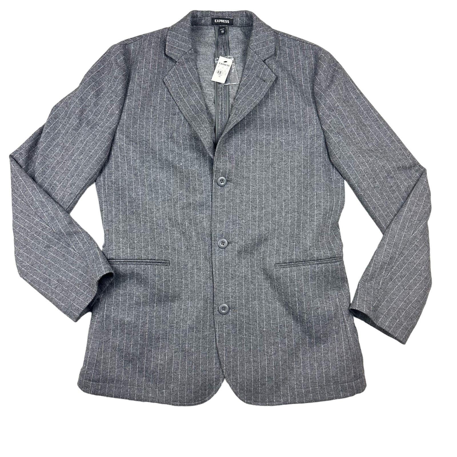 Express Size 40L Mens Gray Slim Striped Luxe Comfort Convertible Suit Jacket