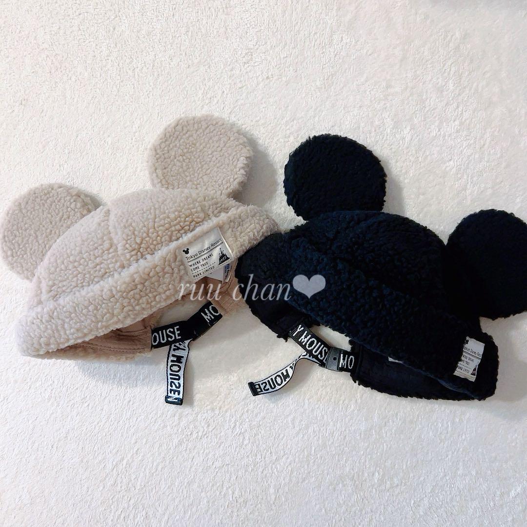Shipping today ♡⃛ Mickey boa cap, fluffy, black, beige, pair, hat, sold out