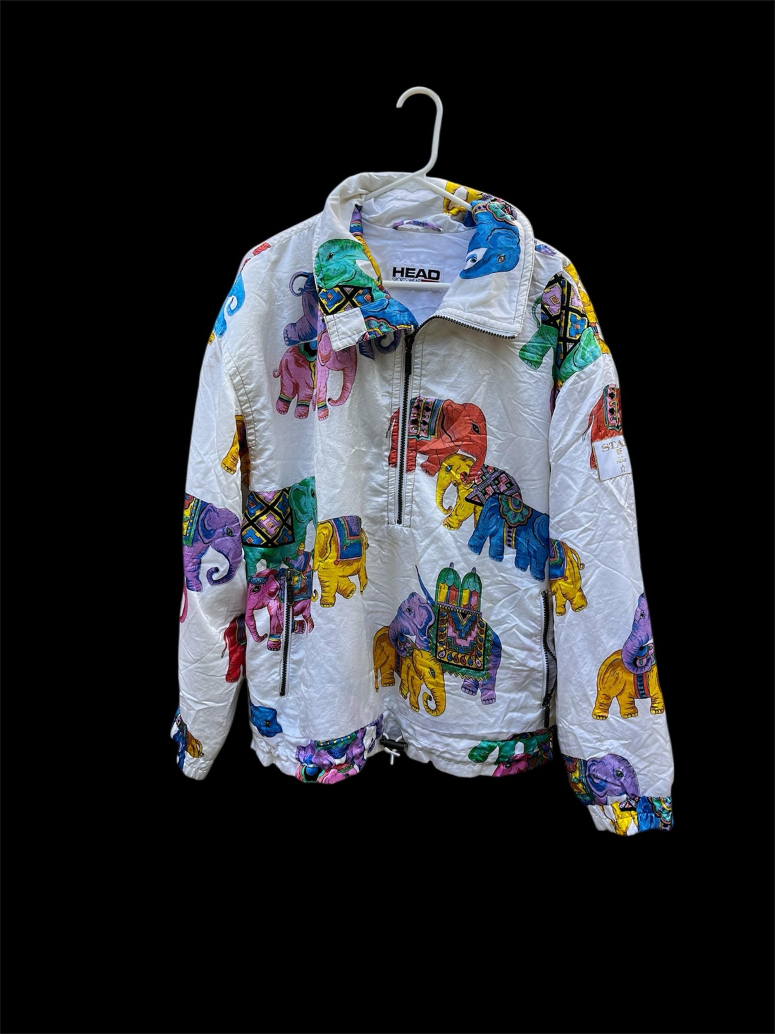 Vintage funky rainbow elephant windbreaker
