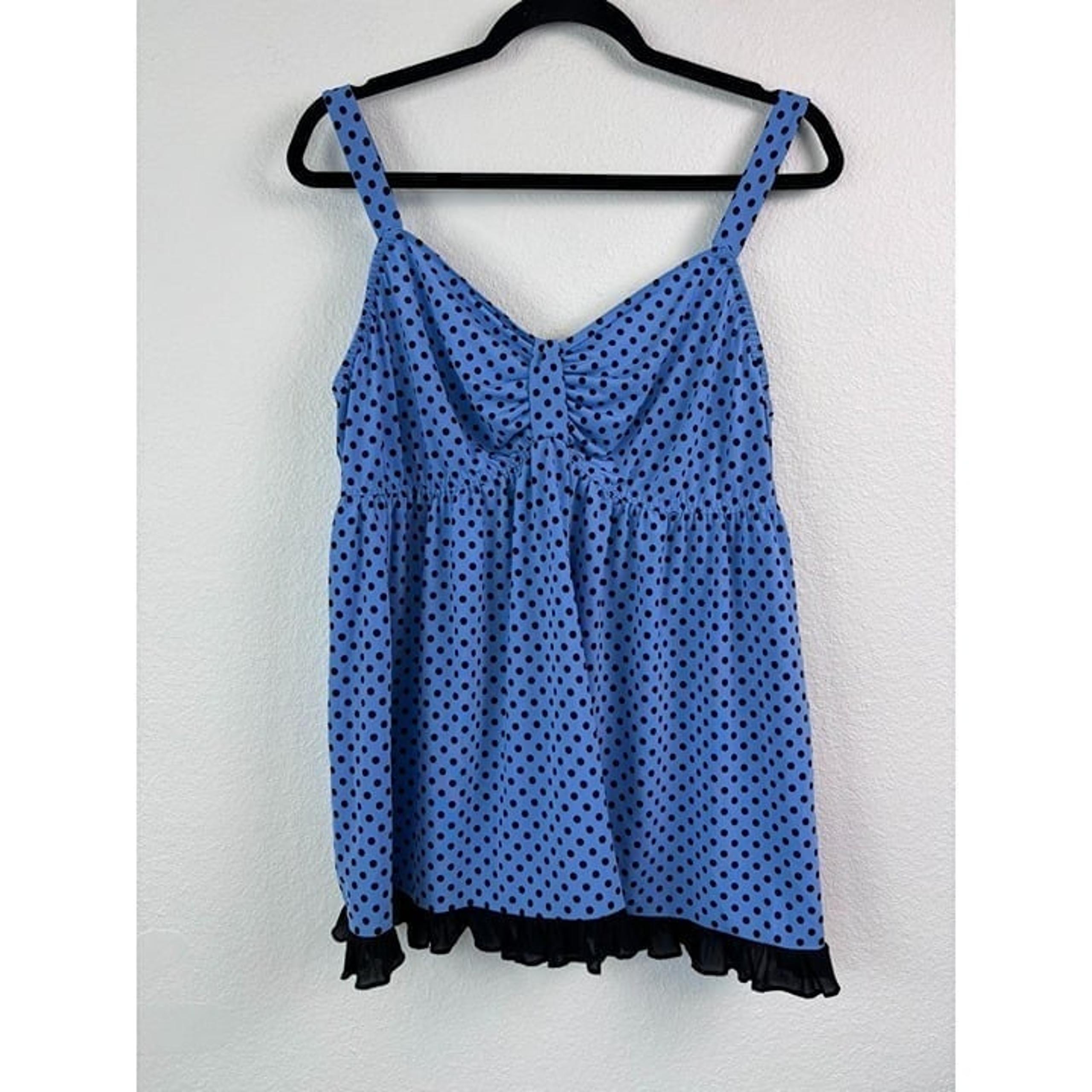 Cacique women's 18/20 blue dot sleeveless sleep shirt chemise lingerie top