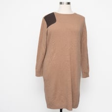Lauren Ralph Lauren. Faux-Leather-Trim Wool-Cashmere Dress.
