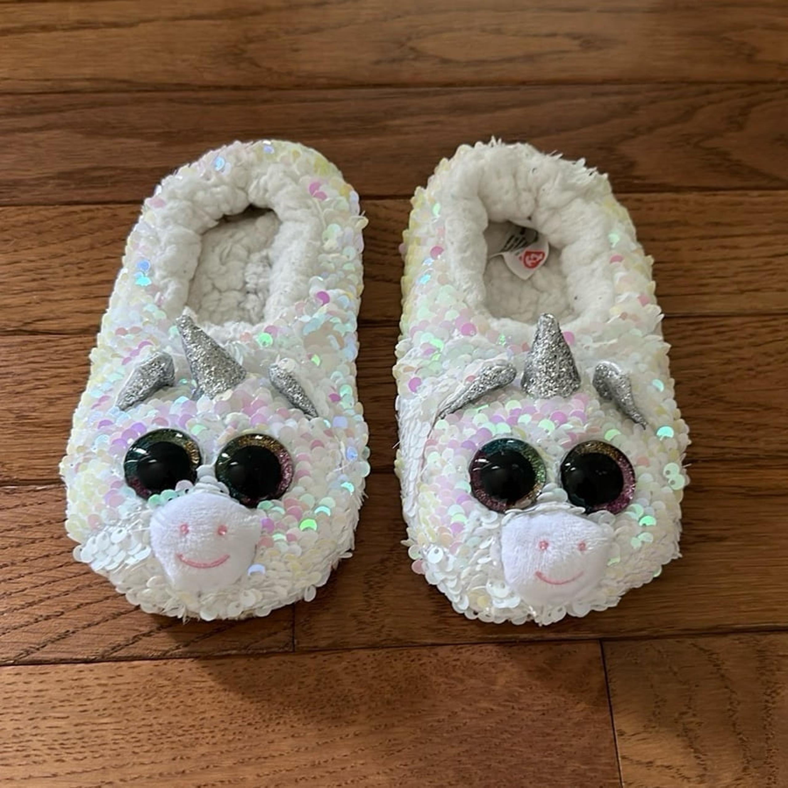 Ty Girls Unicorn Sequined Slippers white size 11 size 12 size 13